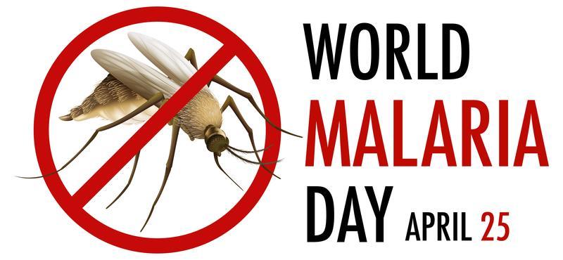 World Malaria Day logo or banner with mosquito sign