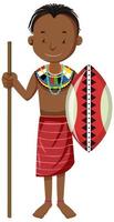 Ethnic people of African tribes in traditional clothing cartoon character vector