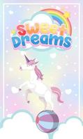 Unicorn icon on magic  pastel background vector