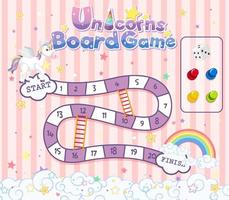 juego de mesa para niños en plantilla de estilo unicornio color pastel vector