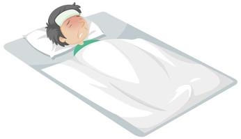 Sick man resting in bed vector