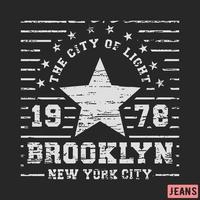 T-shirt print design. Brooklyn star vintage stamp vector