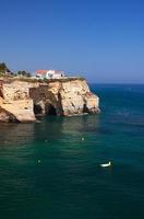 Portugal, Algarve Region, cliff-top and empty beach.