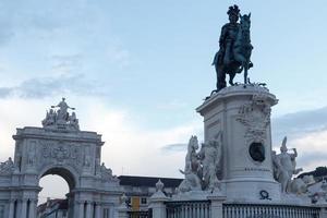 Equestrian statue and Rua Augusta Arch in Lisbon