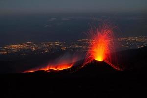 Mount Etna produces fountain of lava photo