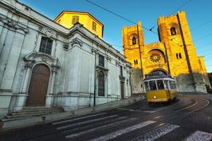 Tram in the hills of Lisbon photo