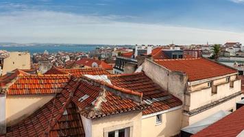 Aerial view of red roofs in Lisbon, Portugal photo