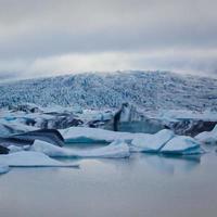 Beatiful vibrant picture of icelandic glacier and glacier lagoon with photo