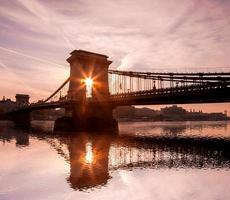 Famous chain bridge in Budapest,  Hungary
