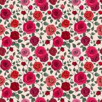 Colorful Detailed Roses Pattern Background vector