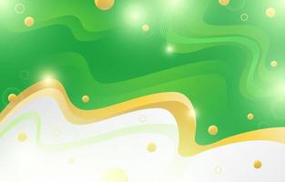 Green Waves Liquid Background with Gold Accent