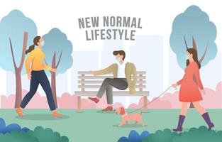 Daily Life in the Park During New Normal vector