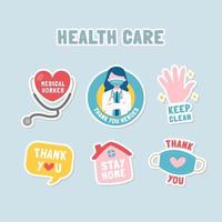 Message Stickers Thanking Health Care Officer vector