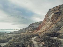 Rocky landscape cliff near trail