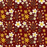 White and Yellow Flower Seamless Pattern vector