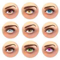 Set of different pupils and contact lenses styles vector