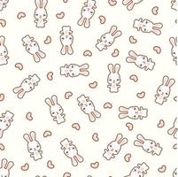 Seamless pattern with rabbits and hearts vector