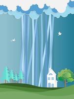 Monsoon season design with clouds and rain vector