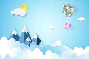 Balloon floating in the sky vector