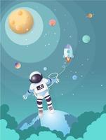 astronauta flotando en la atmósfera. vector
