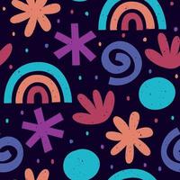 Colorful pattern with abstract doodle shapes vector