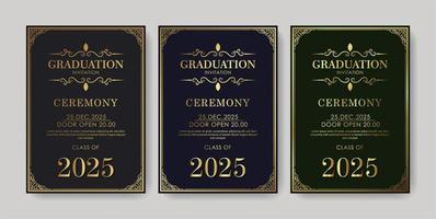 Elegant graduation invitation template with ornaments vector