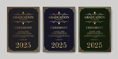 Elegant graduation invitation template with ornaments vector