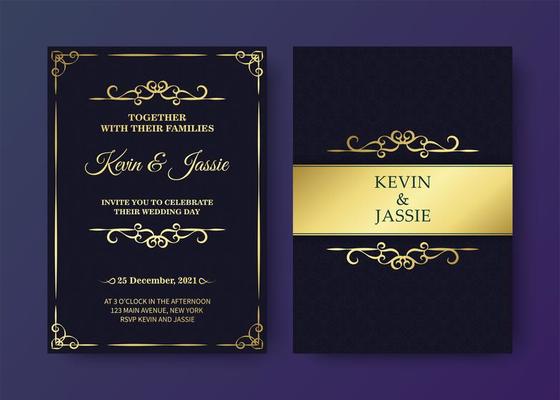 Luxury vintage black and gold invitation card template