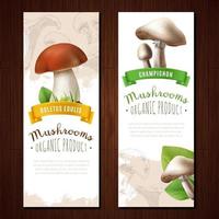 Organic mushroom template banner set vector