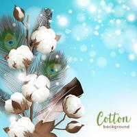 Realistic cotton background with feathers vector