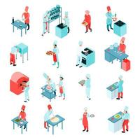 Isometric people cooking set vector