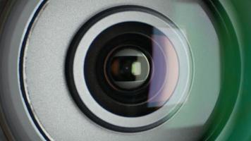Lens of video camera, showing zoom, close up
