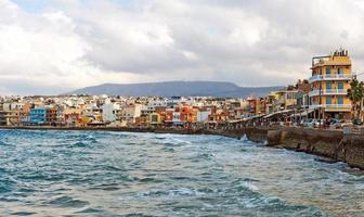 Scenic view of cityscape and bay. Chania, Greece. photo