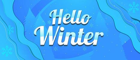 Winter Background with Snowflaskes in Papercut Style vector