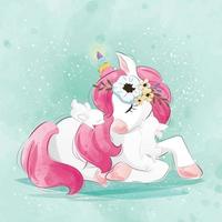 Cute Unicorn With Little Bunnies vector