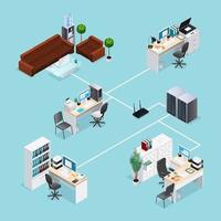 Isometric office net vector