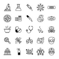 Virus and medical thin line icon set vector