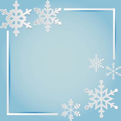 Christmas corner snowflake frame on blue gradient