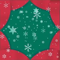 Red and green Christmas frame design with snowflakes vector