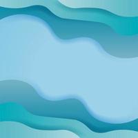 Wavy blue green paper cut layers with copy space vector