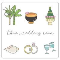 Wedding timeline Thai icons set vector