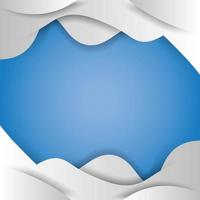 Wavy paper cut layers frame on blue vector
