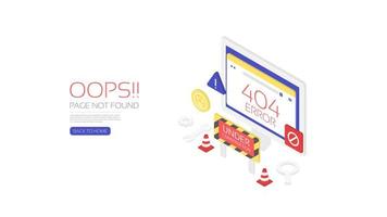 Diseño de plantilla de sitio web de página de error 404 vector