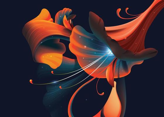 Abstract artistic flower on dark background