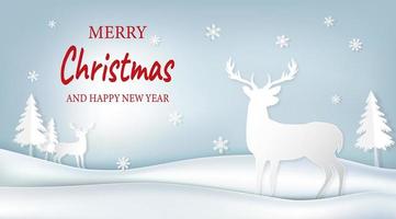 Deer and pine tree, Christmas greeting. design vector