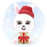 Rabbit with gift box vector