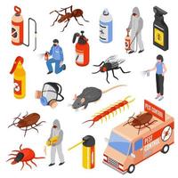 Isometric pest control icon set vector