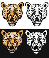 Leopard line art set vector