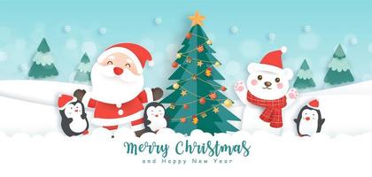 Christmas and happy new year banner vector