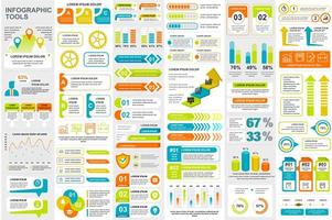 Colorful infographic elements data visualization bundle vector